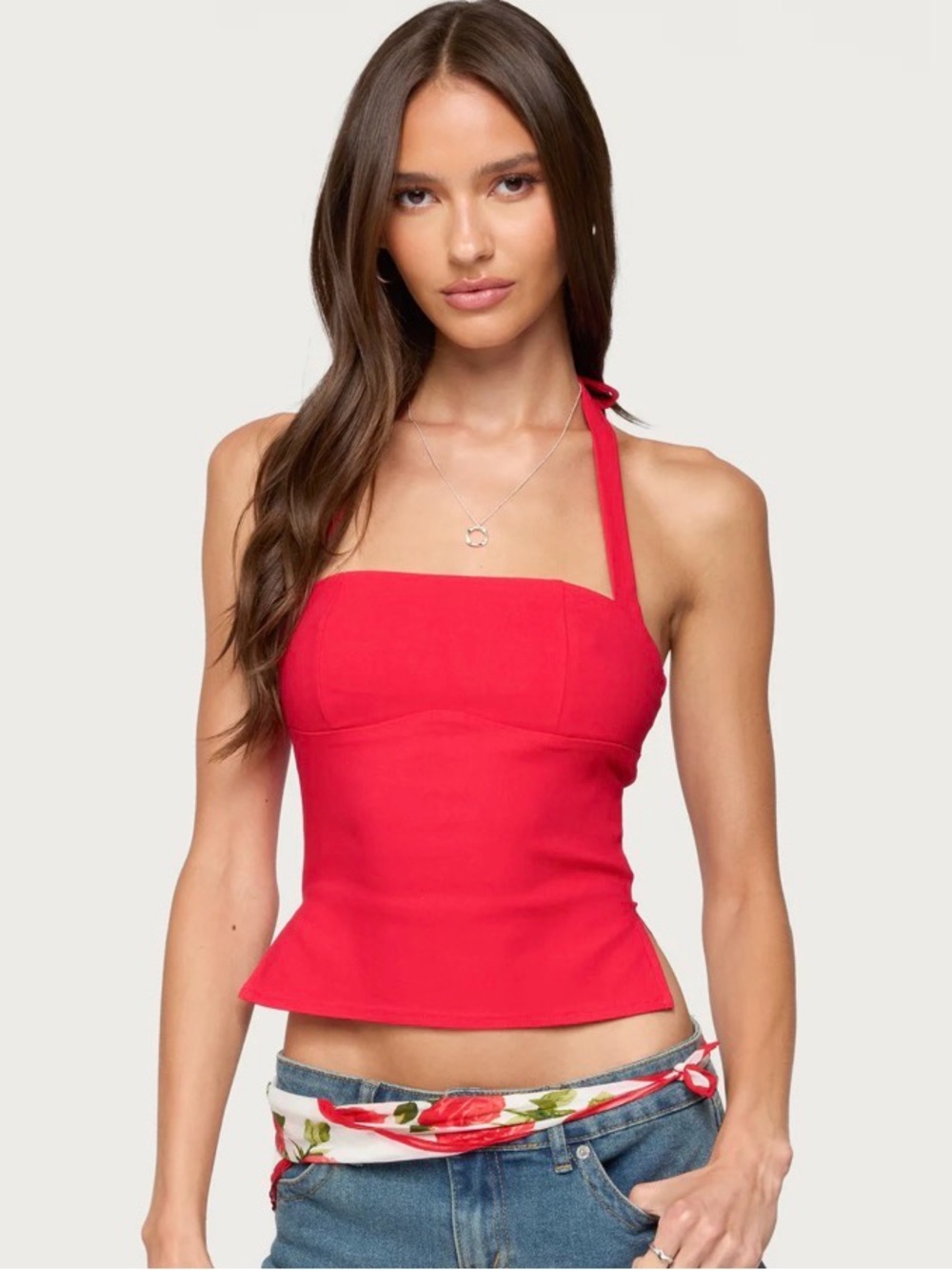 Edikted Dara Red Halter Tank Top - Women